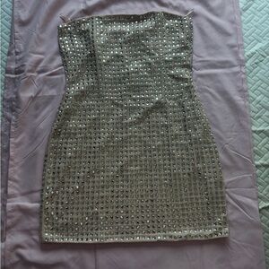 Zara Strapless Metallic Studded Dress